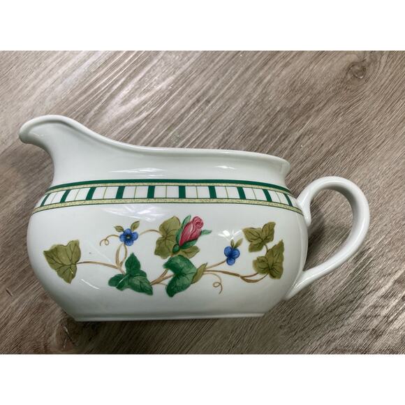 Lenox Summer Terrace Gravy Boat Green Floral Ivy Trim Vintage - Picture 2 of 9